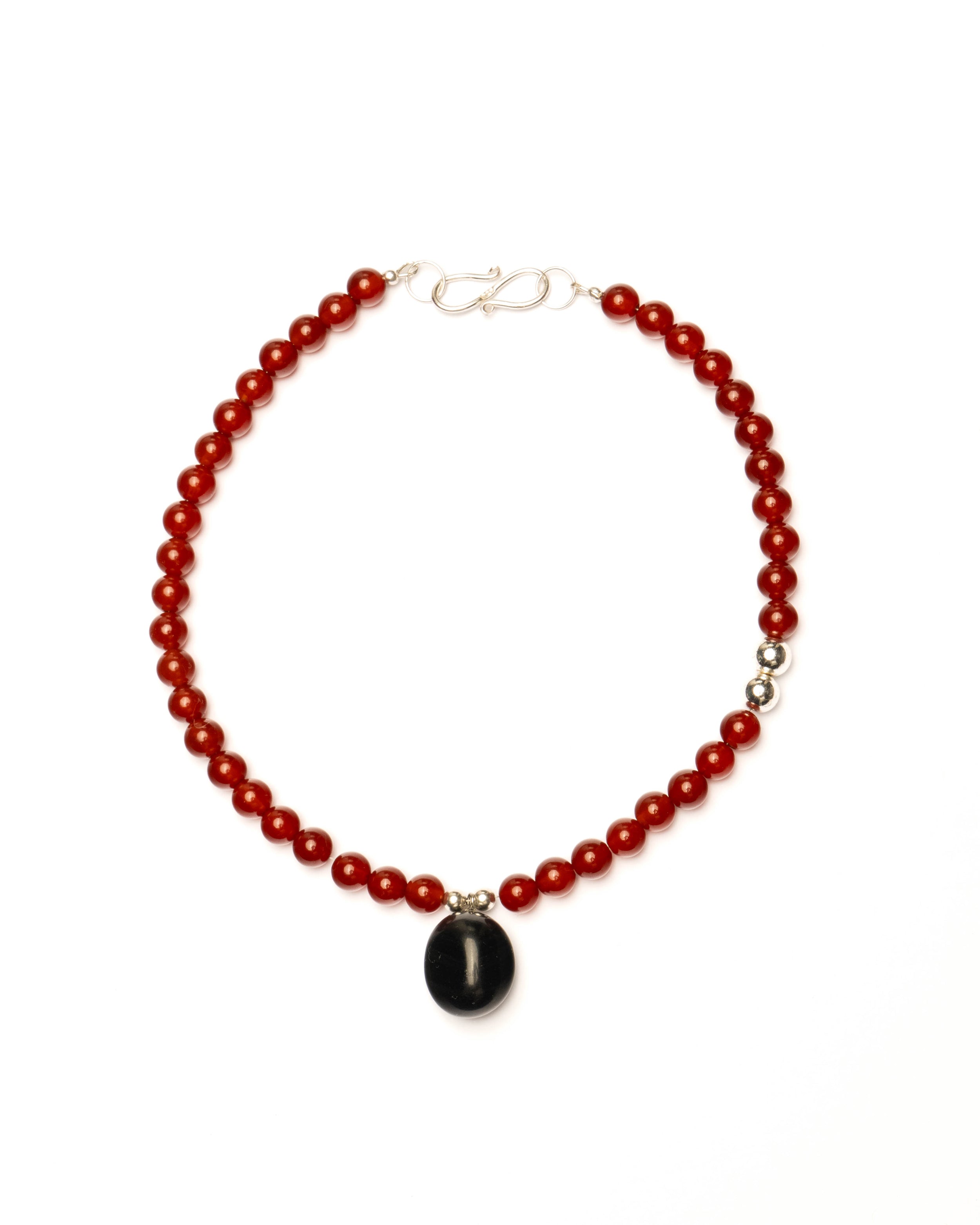 Red Agate & Onyx Necklace — Unikat